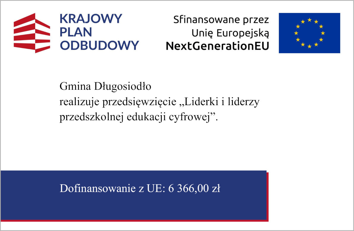 Logotyp: GMINA DŁUGOSIODŁO PRZYSTĄPIŁA DO PROJEKTU LIDERKI I LIDERZY PRZEDSZKOLNEJ EDUKACJI CYFROWEJ MAZOWSZE