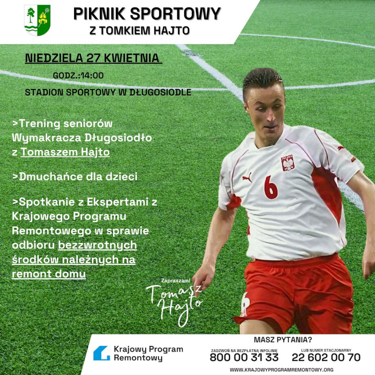 Plakat: Piknik sportowy z Tomkiem Hajto