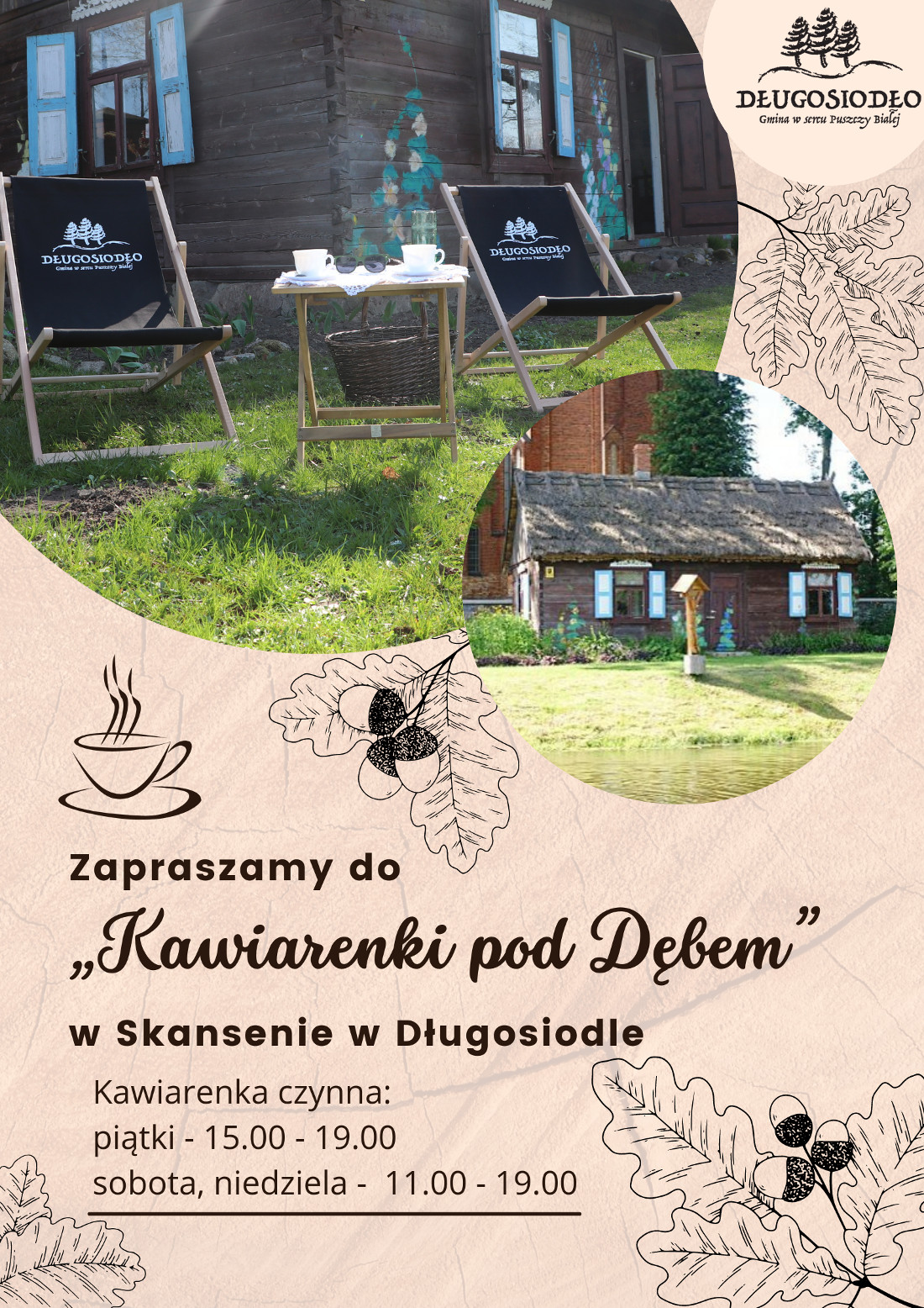 Plakat: Zapraszamy do "Kawiarenki pod Dębem"