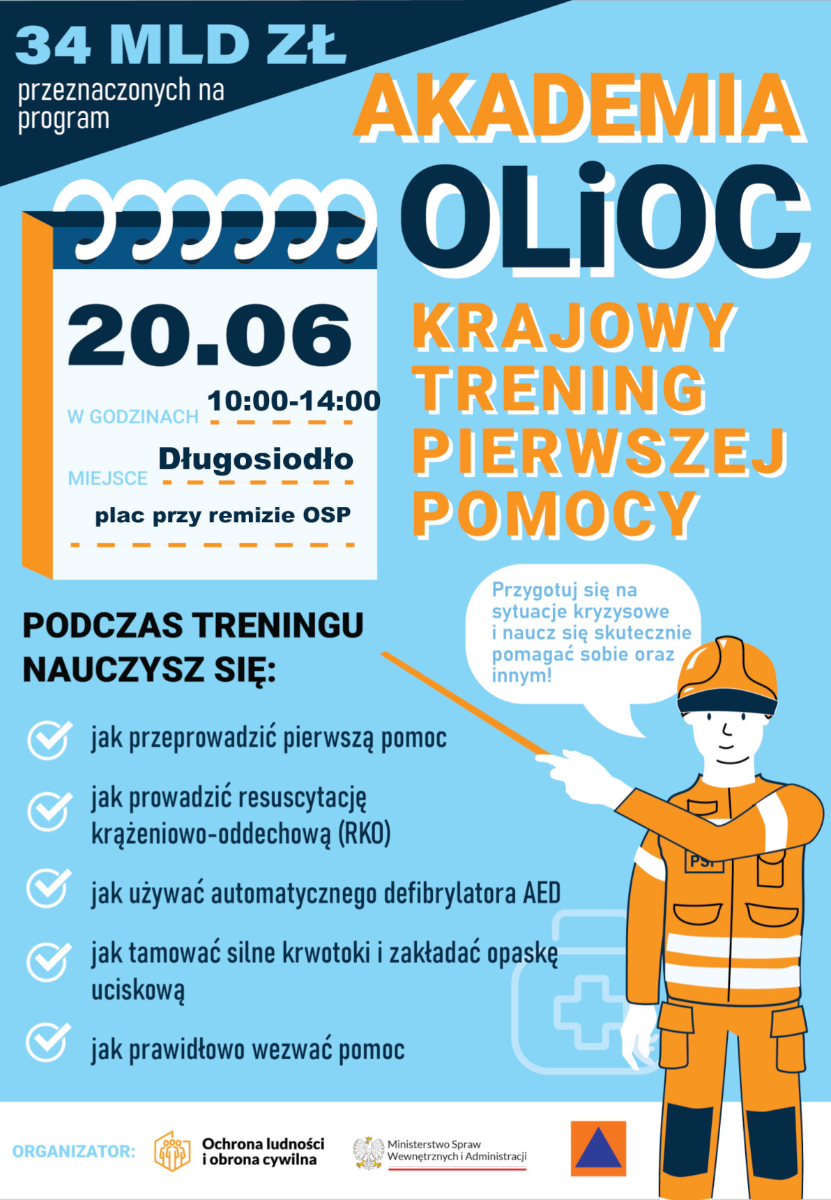 Plakat: 20 czerwca - Krajowy Trening Pierwszej Pomocy
