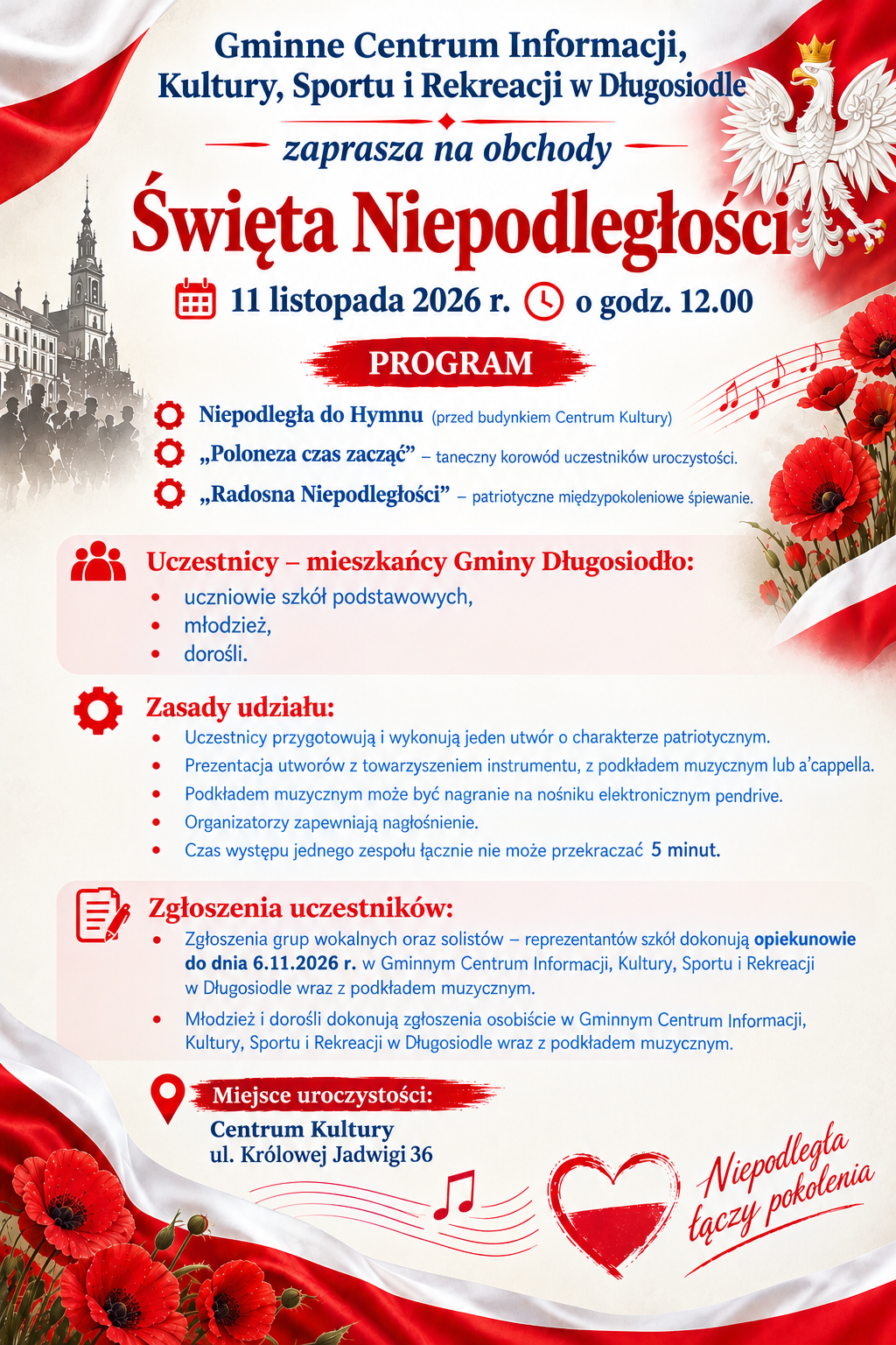 zaproszenie na&nbsp;obchody Święta Niepodległości