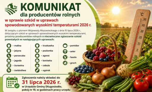 Komunikat dla producentów rolnych w sprawie szkód w uprawach spowodowanych wysokimi temperaturami 2026 r.
